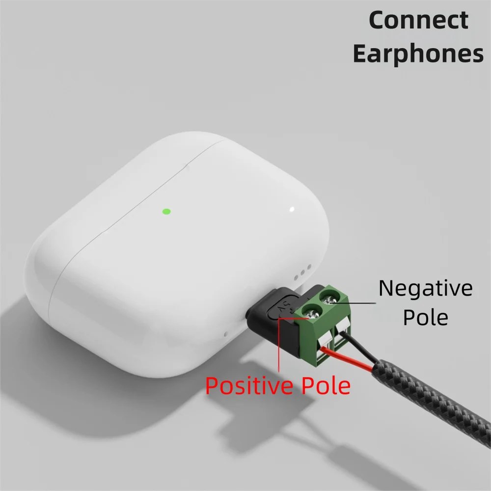 Solderless USB-C to 2-Pin Crimp Terminal Block Adapter 5V