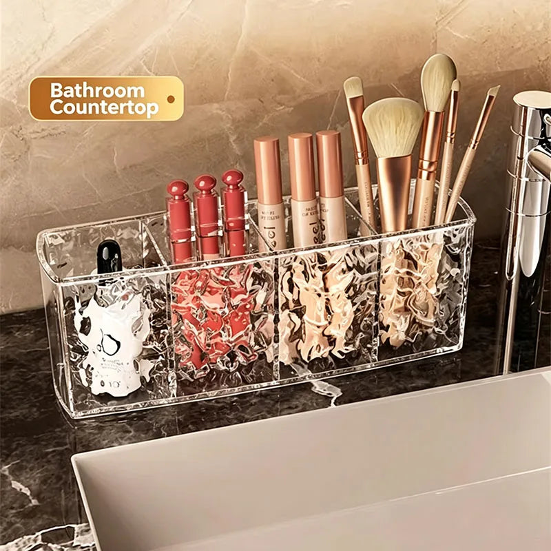 Water Ripple Acrylic Makeup Organizer | 4-Grid Cosmetic Storage