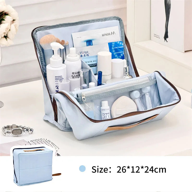 Standing Travel Makeup Brush Bag – Large Capacity Cosmetic Organizer