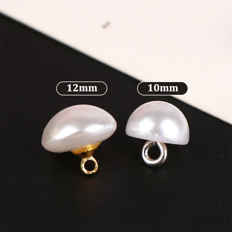10Pcs Mushroom Faux Pearl Shank Buttons 10mm 12mm – DIY Sewing