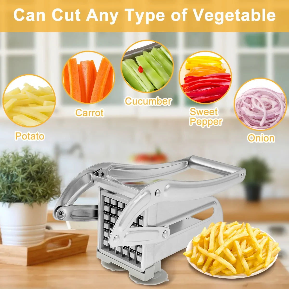 Stainless Steel French Fry Cutter & Vegetable Slicer