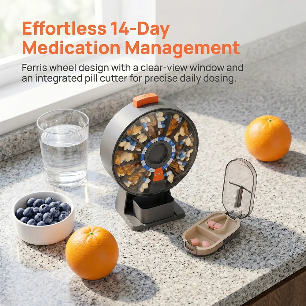 14-Day Pill Organizer & Tablet Cutter Combo Set
