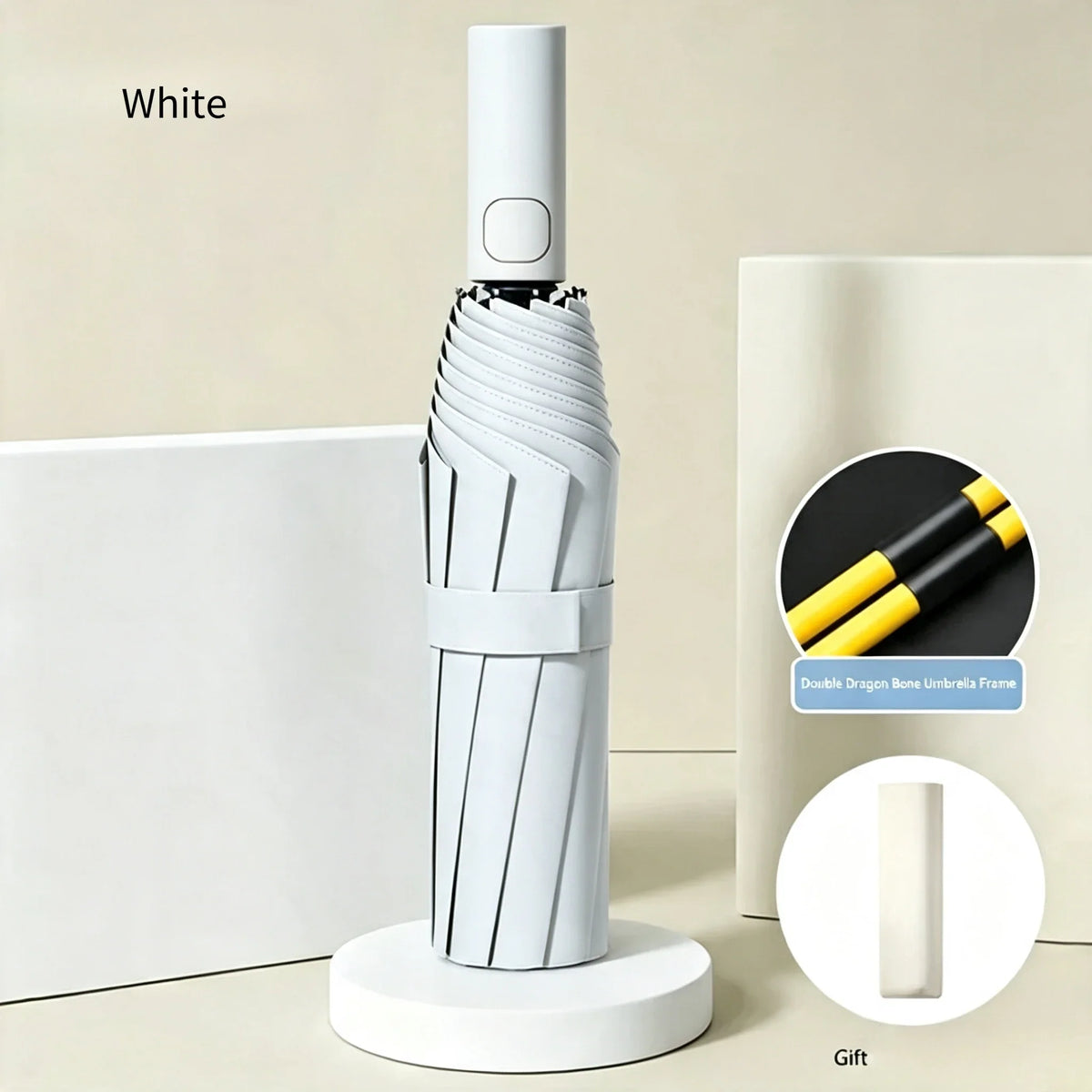 24-Bone Auto Folding Umbrella | UV Protection & Rain Cover