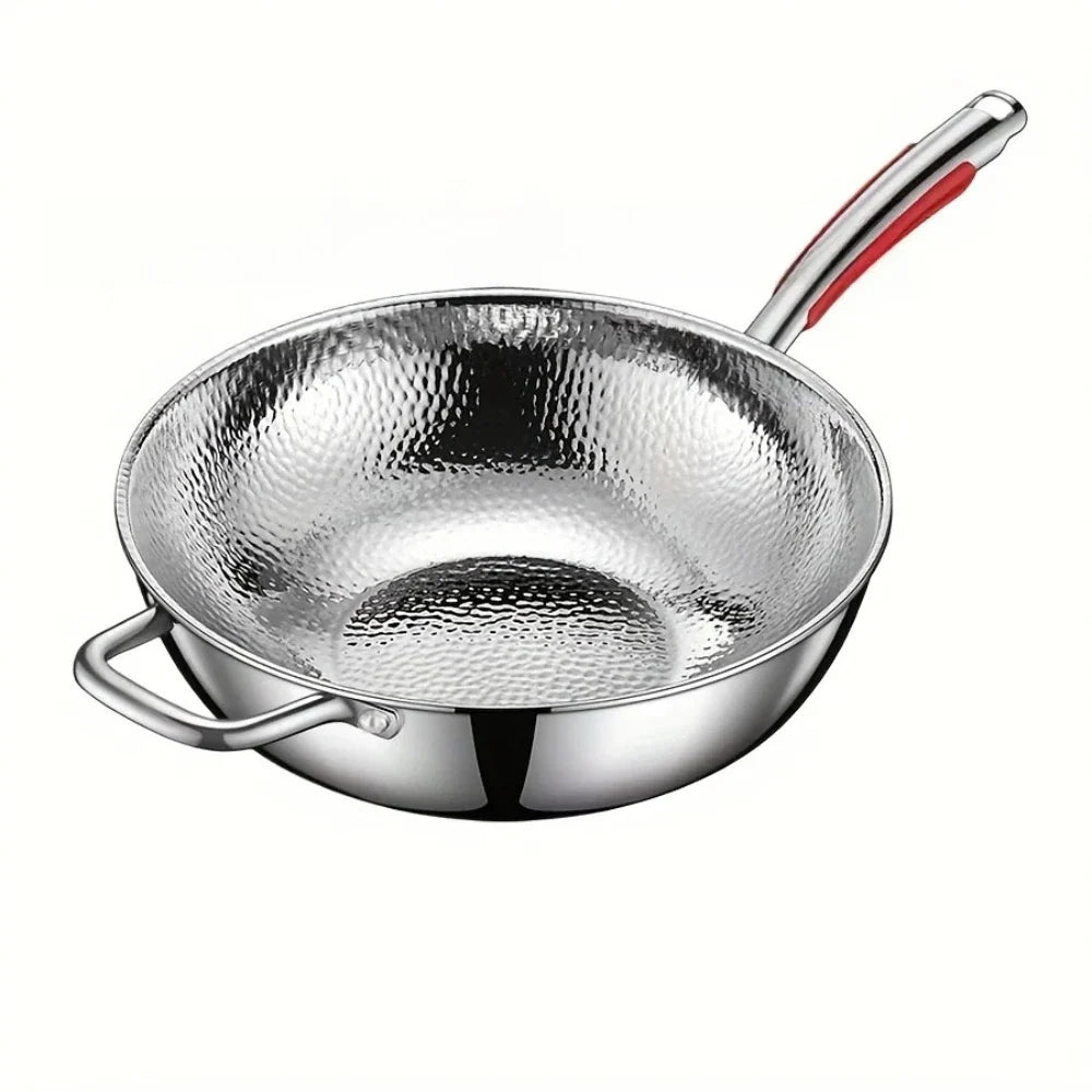 FEB.WIND Stainless Steel Uncoated Frying Pan Wok Skillet