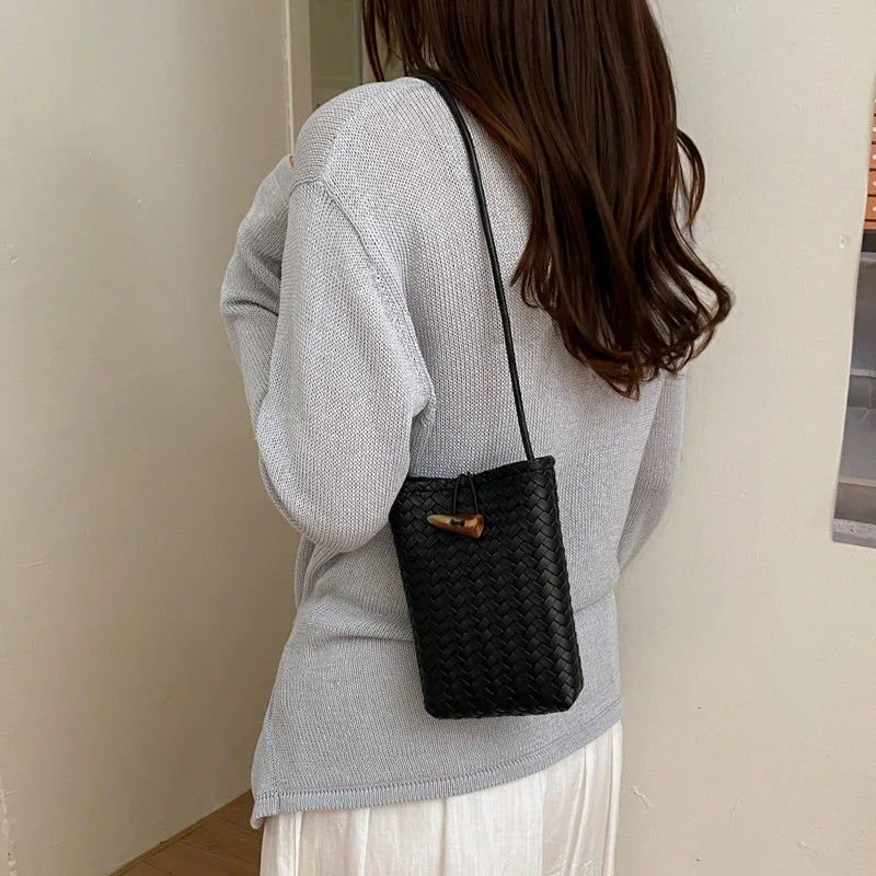Woven Mini Shoulder Phone Bag for Women | Nixie Bucket Bag