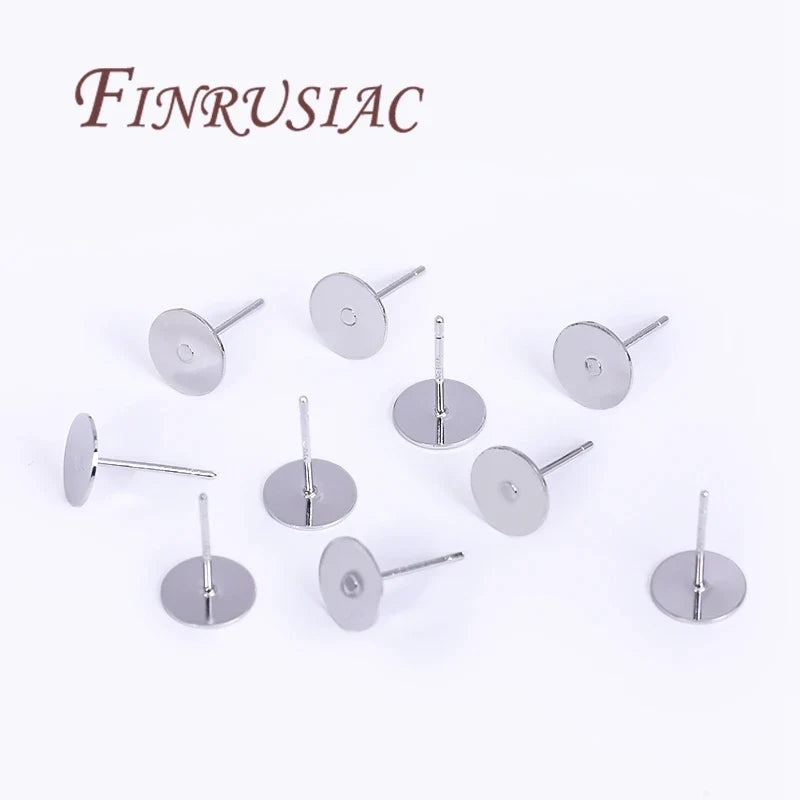 50Pcs 18K Gold Plated Blank Stud Earring Bases – DIY Jewelry