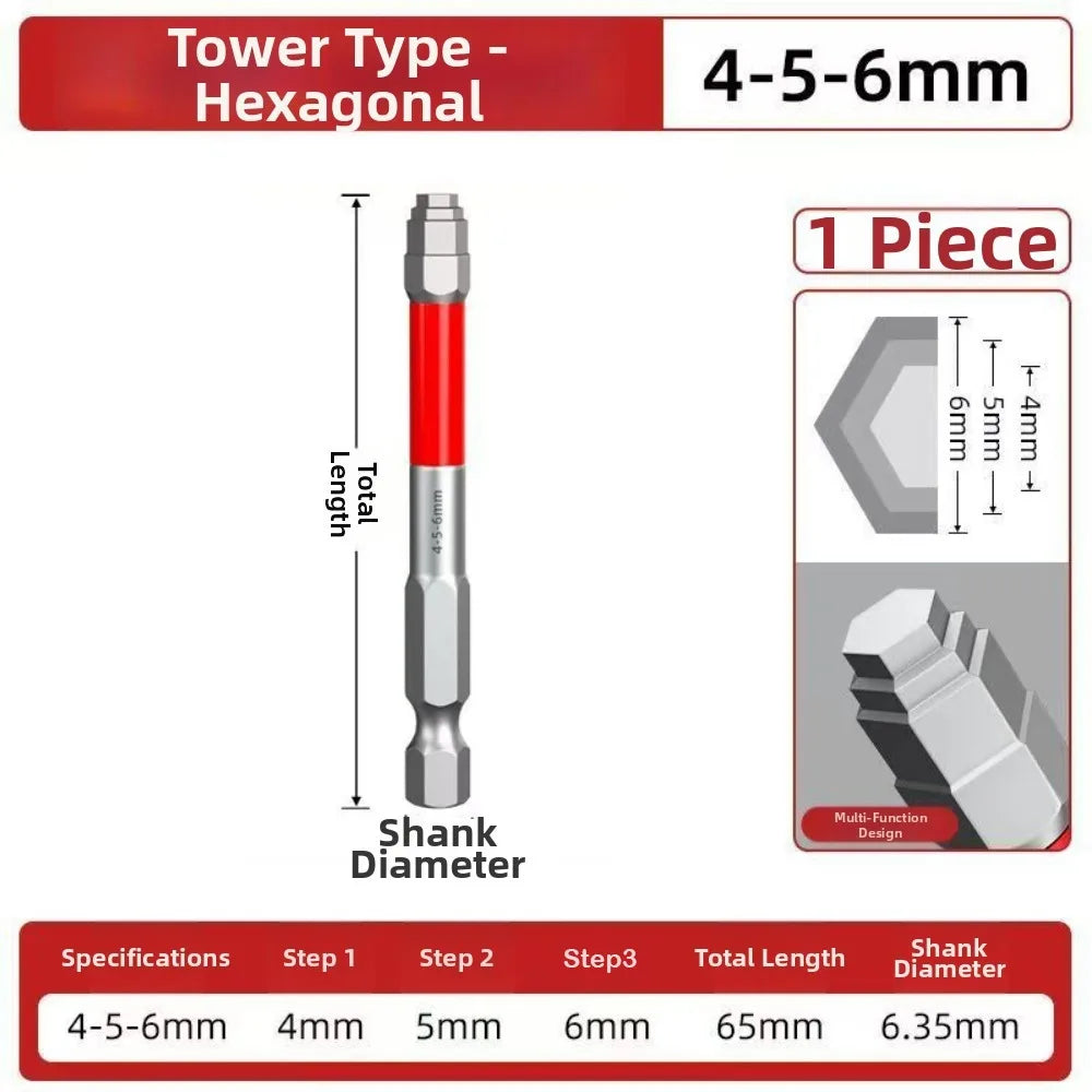 HRC60 Alloy Steel Hex Screwdriver Bit Set – 6.35mm Shank
