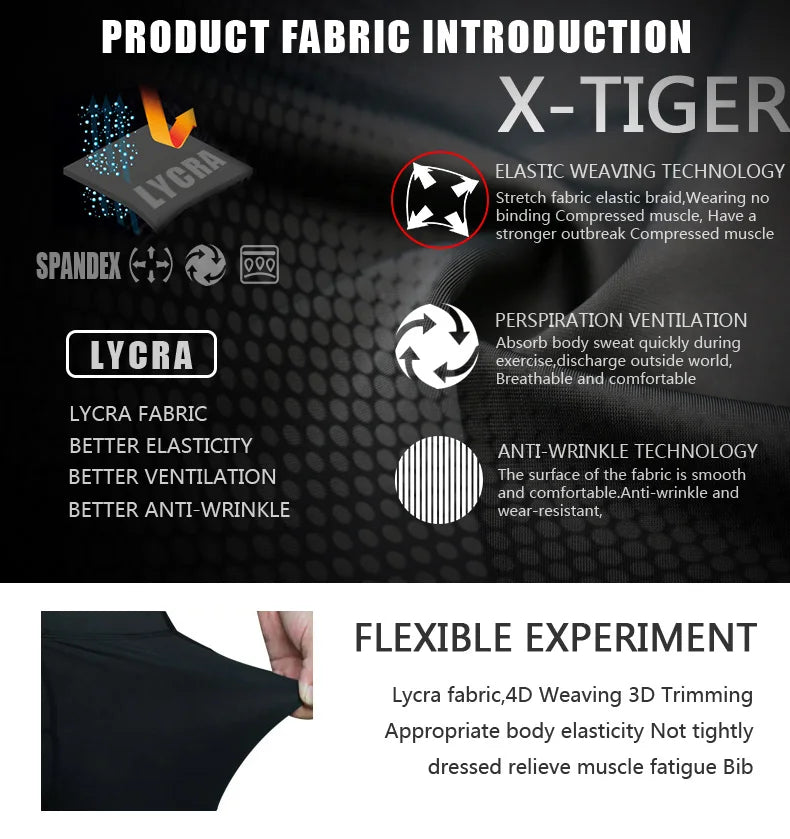 X-TIGER Men's 3D Gel Pad Cycling Shorts | Compression Bike Tights
