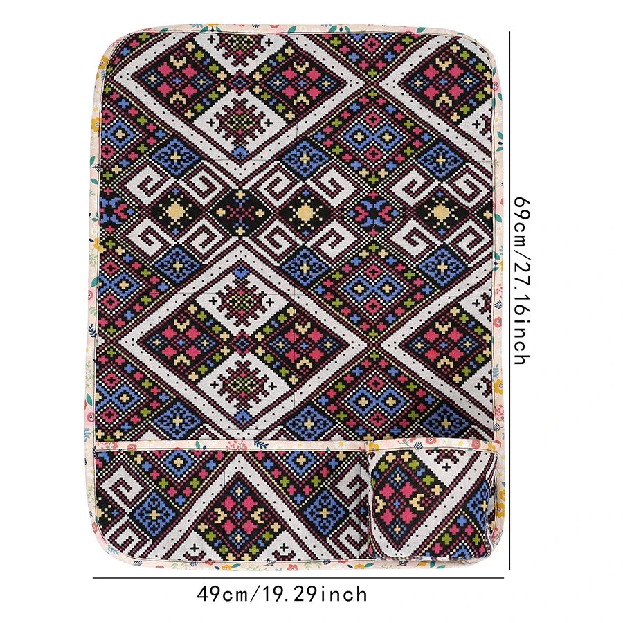 Dust-Proof Sewing Machine Cover – Ethnic Checkered Design