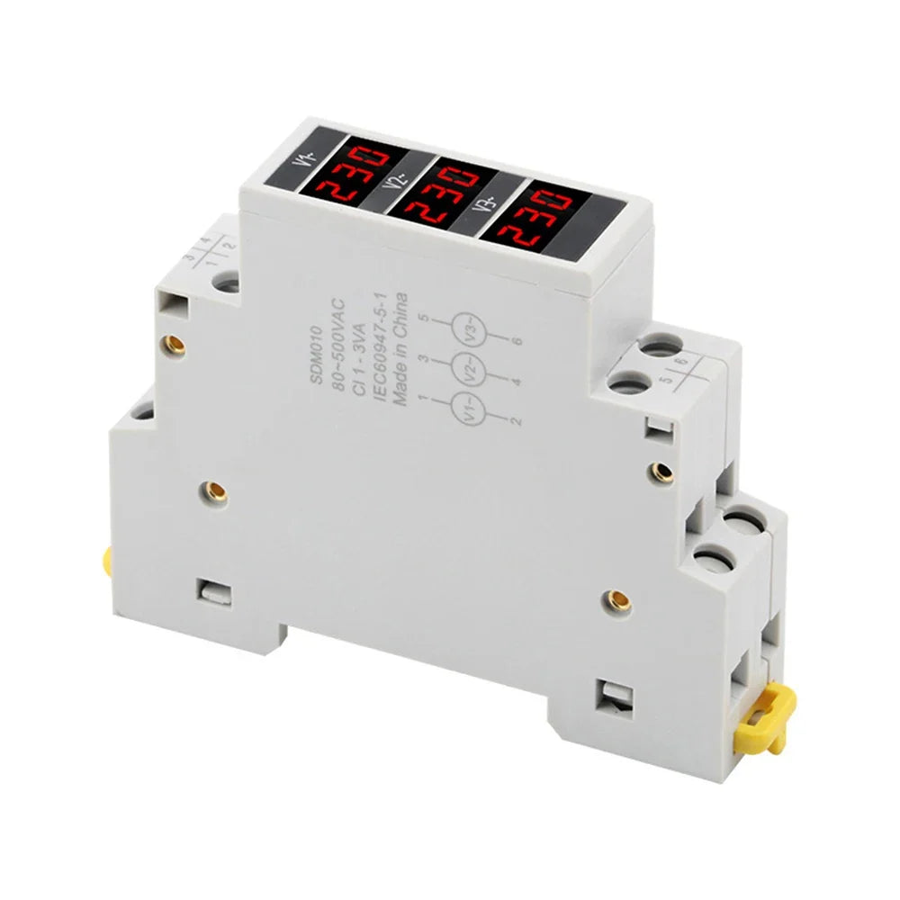 SDM010 DIN-Rail Three-Phase AC Digital Voltmeter 80–500V