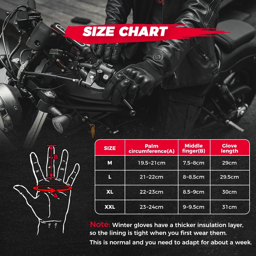 KEMIMOTO Winter Leather Motorcycle Gloves – Waterproof