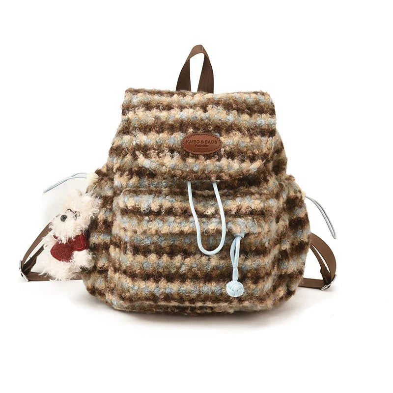 Fair Isle Wool Striped Women's Backpack – College Style