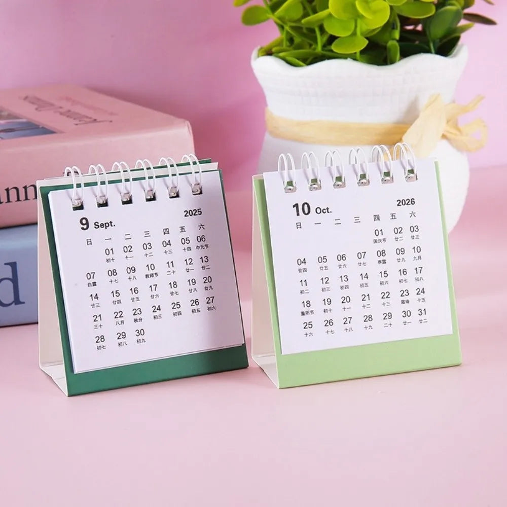 Cute Mini 2026 Desk Calendar Coil Flip Cartoon Daily Planner