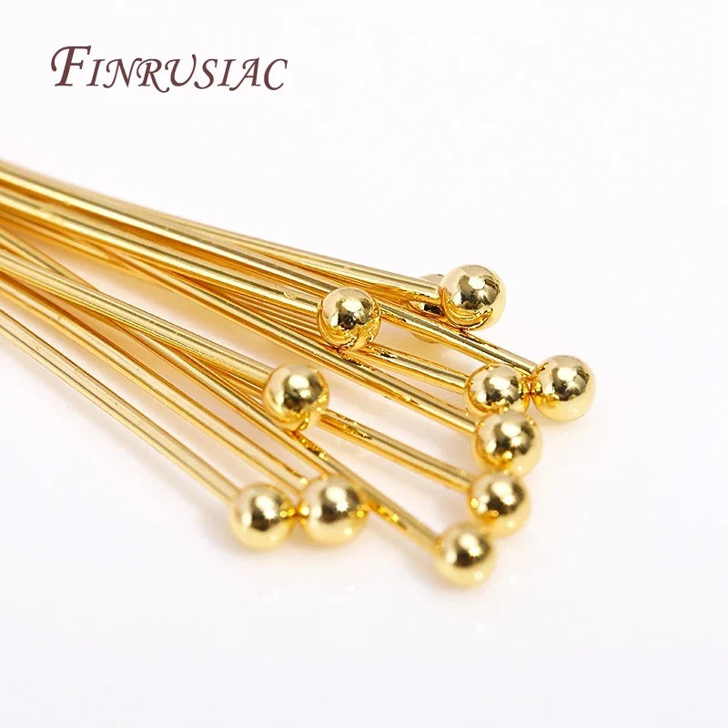 18K Gold Plated Head & Eye Pins – DIY Jewelry Findings 50–100 Pcs