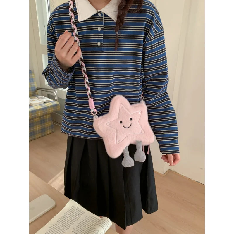 Korean Style Cute Plush Star Fluffy Crossbody Shoulder Bag