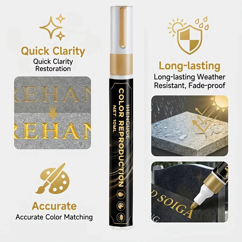 Golden Tombstone Marker Pen – Weather-Resistant Stone Restoration
