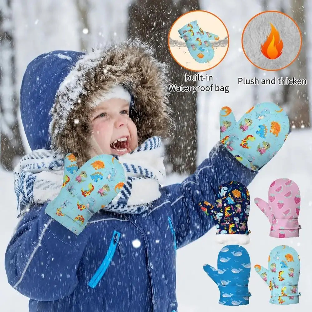 Toddler Waterproof Fleece Mittens | Kids Ski Gloves Ages 2–6