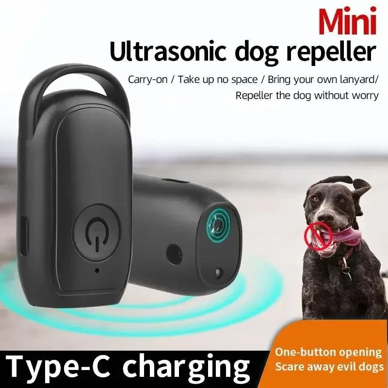 Ultrasonic Dog Bark Deterrent | USB Rechargeable + LED Light