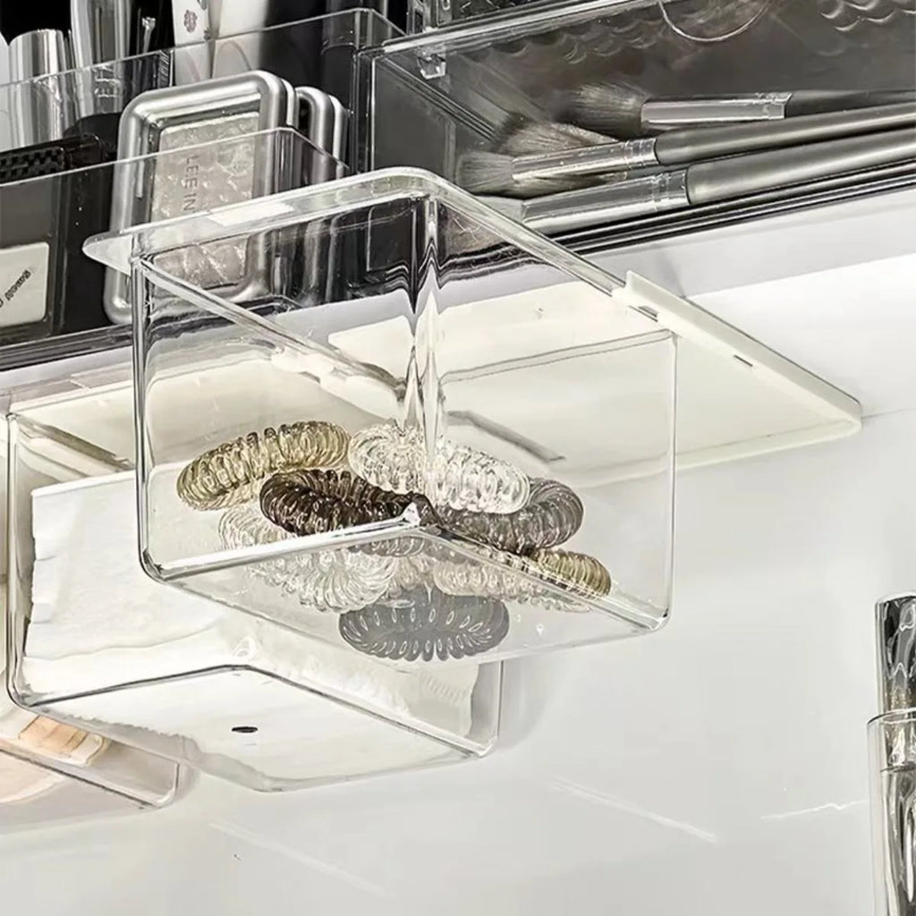 Transparent Pull-Out Bathroom Drawer Makeup Organizer