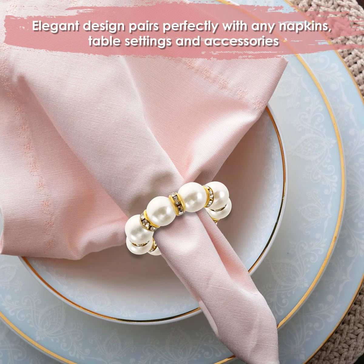 Pearl Napkin Rings – Elegant Elastic Serviette Holders 24/120 Pcs