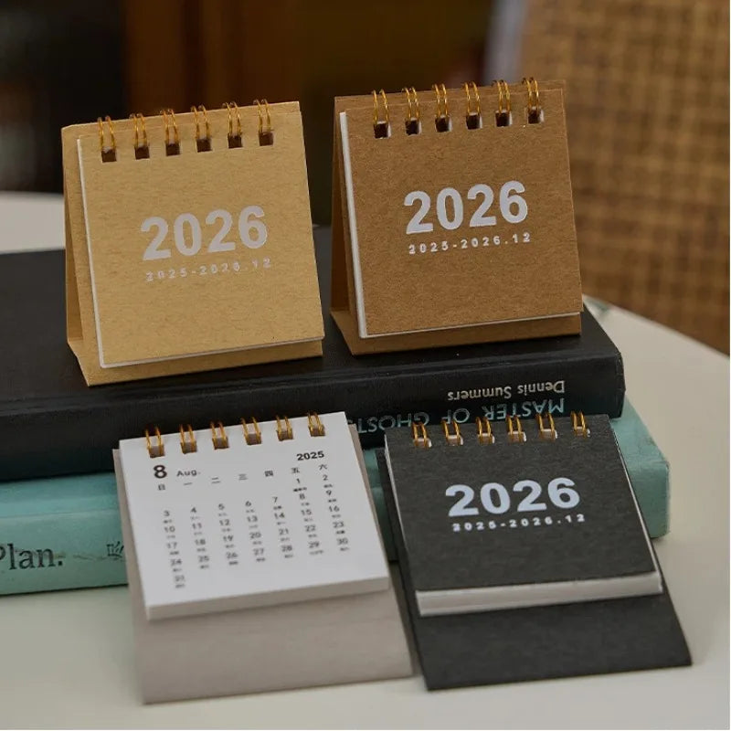 2026 Retro Mini Scroll Desk Calendar | Desktop Planner Decor