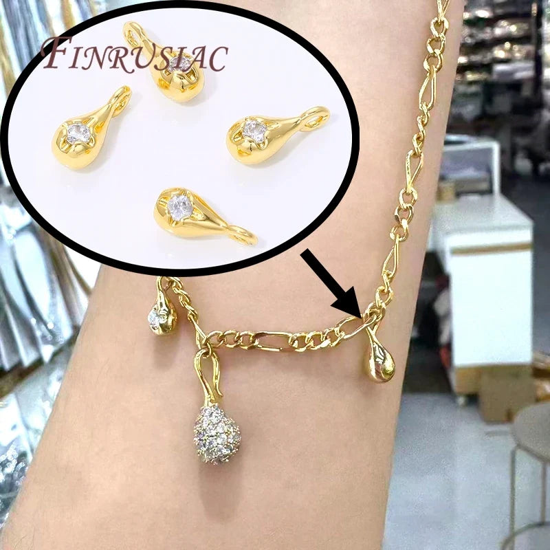 18K Gold Plated Zircon Drop Pendants – Brass DIY Jewelry Charms