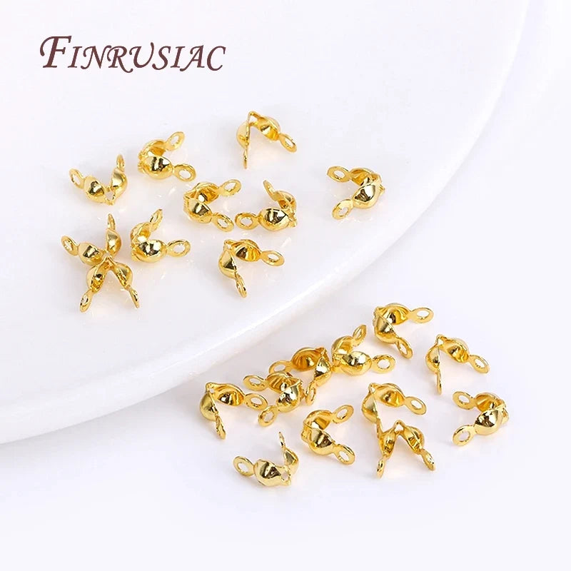 14K/18K Gold Plated Clam Shell Bead Tips – 100pcs Crimp Cover