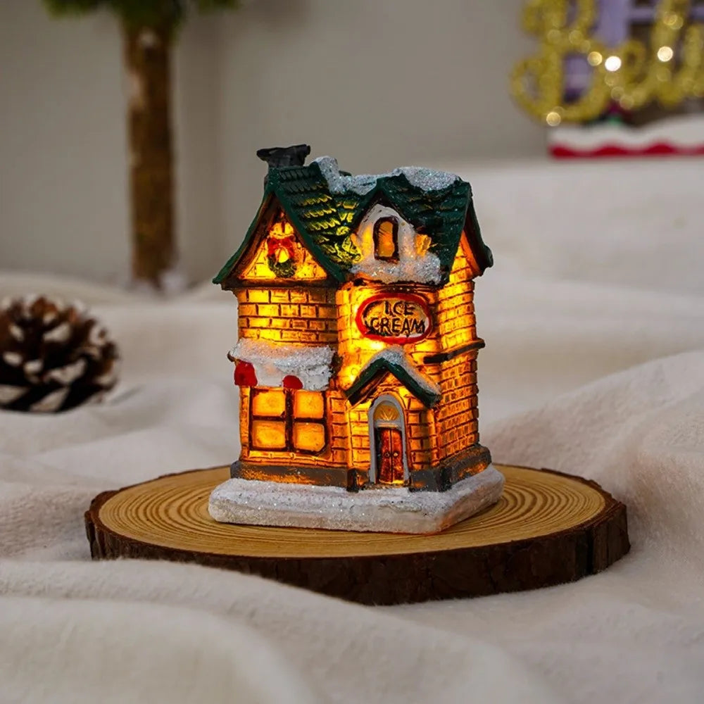 LED Christmas Village Miniature Light House Resin Ornament