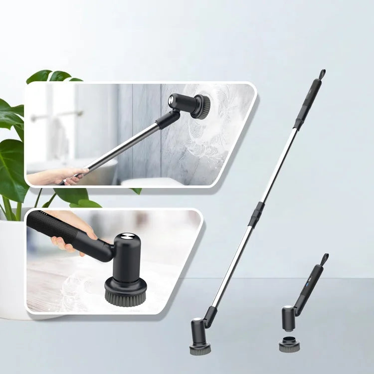 7-in-1 Rechargeable Electric Spin Scrubber with Extension Pole