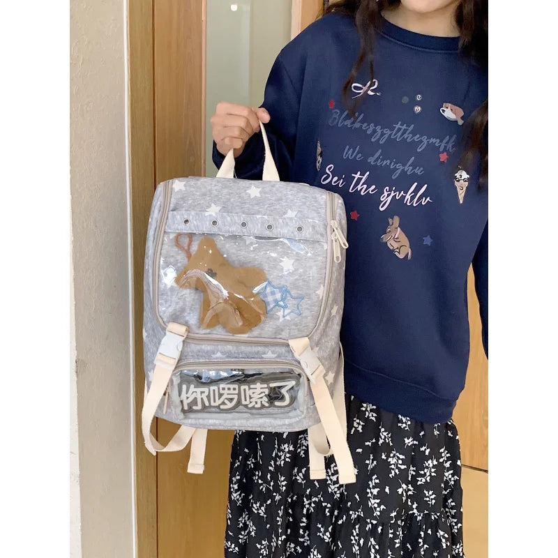 Polka Dot Star Transparent Backpack – Cute Lightweight Women's Bag