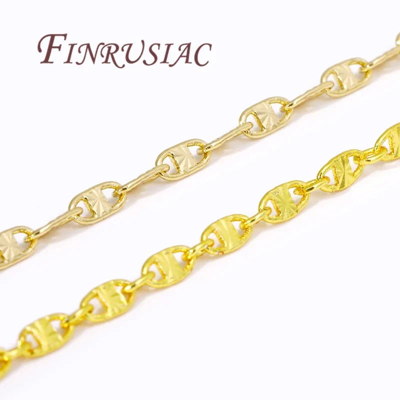 18K Gold Plated Brass Chain for DIY Jewelry Making | 2mm×5mm