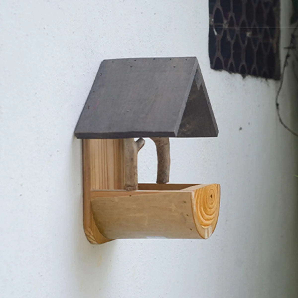 Weatherproof Wooden Wall Mount Bird Feeder | Outdoor Station
