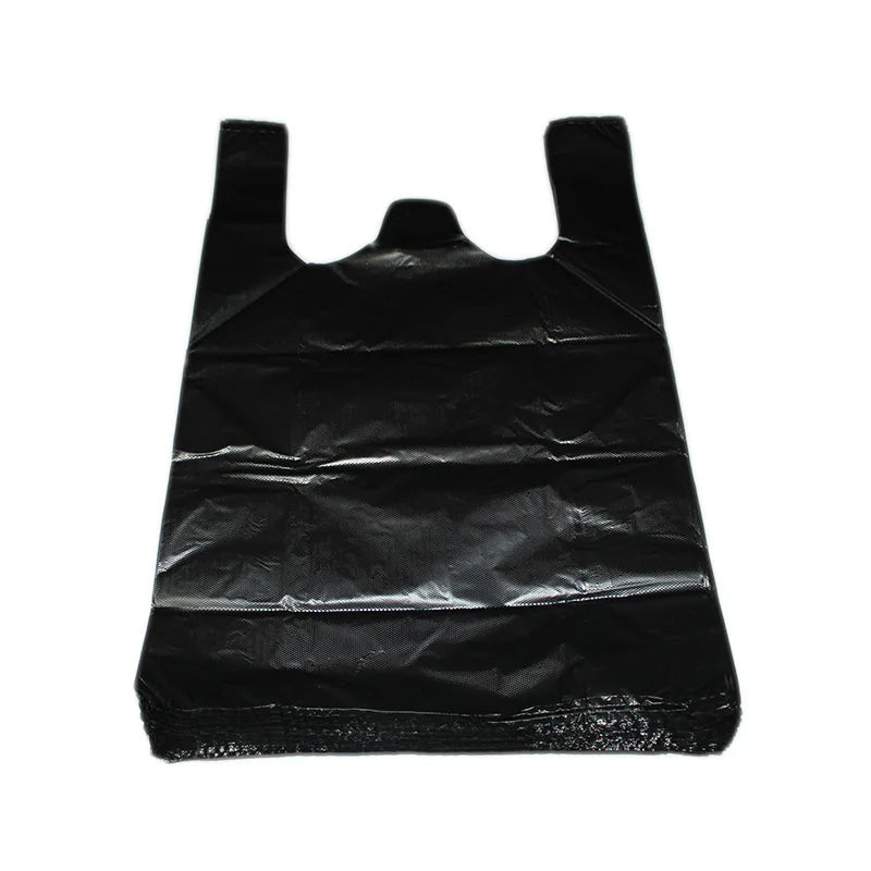 100pcs Black Heavy Duty Vest Poly Bags – Thick Carry Pouches