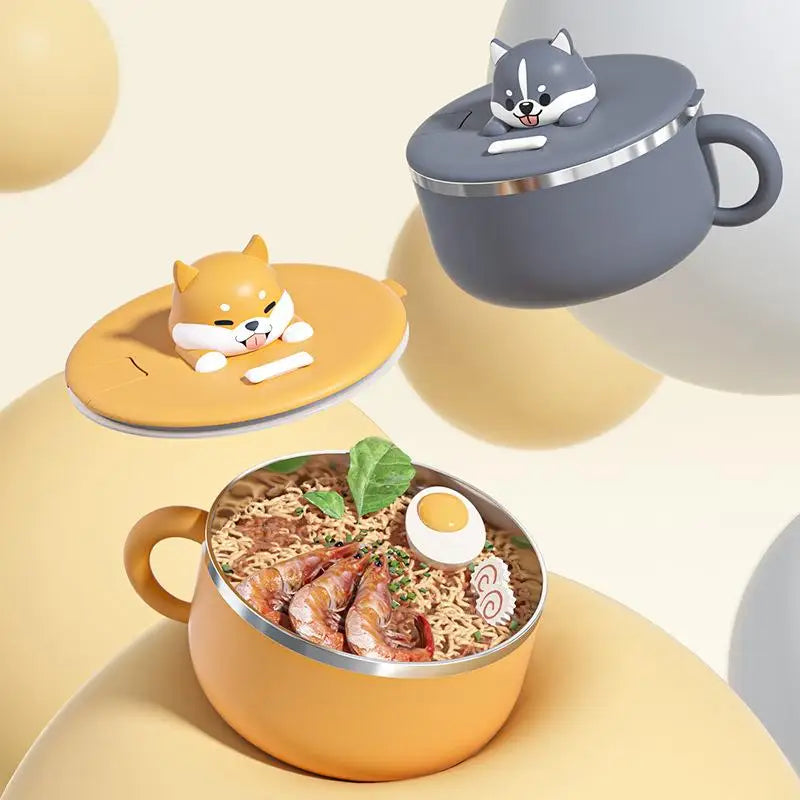 Stainless Steel Noodle Bowl with Lid – Stackable Lunch Box