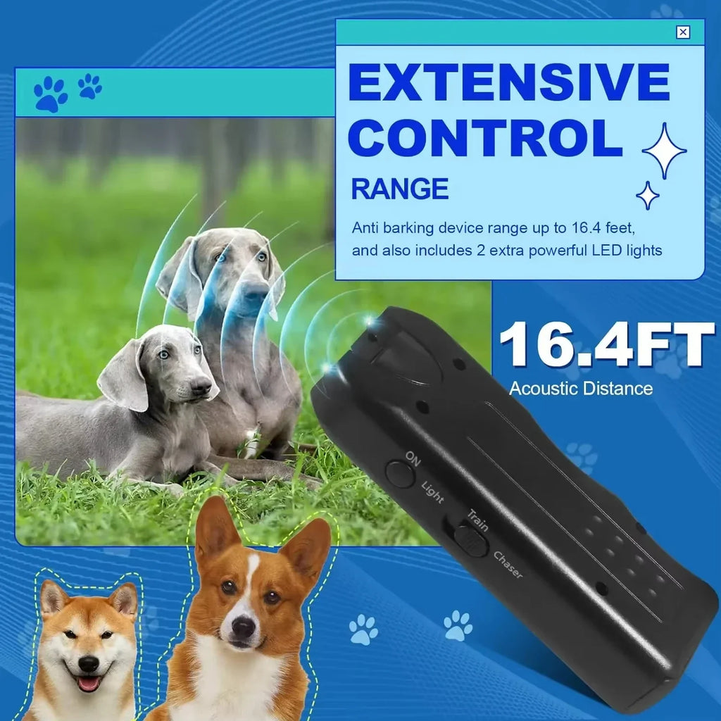 Ultrasonic Dog Repeller – Anti-Bark Training Device & LED