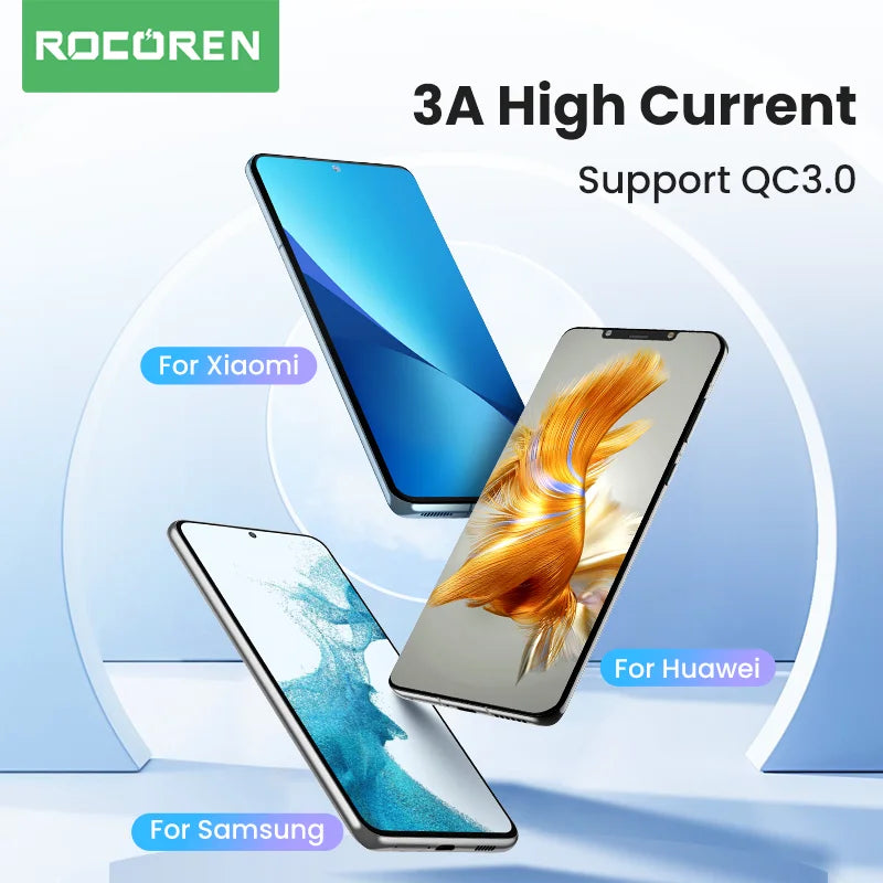 Rocoren USB-C Cable 3A Fast Charging 3M | Xiaomi Samsung Huawei