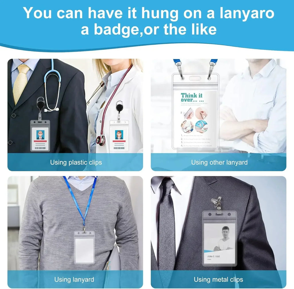 Waterproof ID Badge Holders with Resealable Zip – 1 to 50 Pack