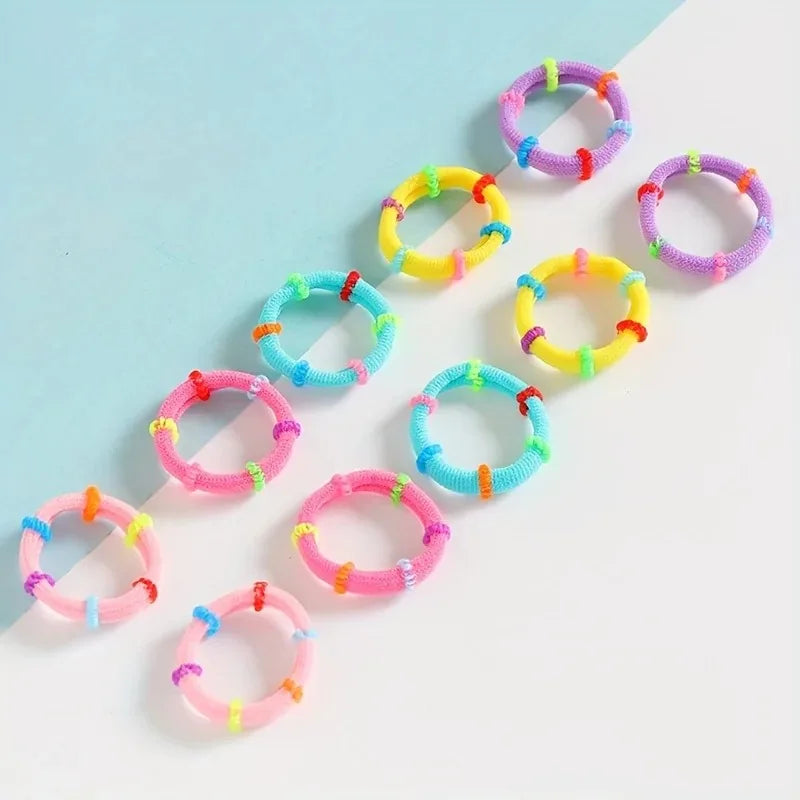 100pcs Elastic Hair Ties & Ponytail Holders – Soft Nylon Bands