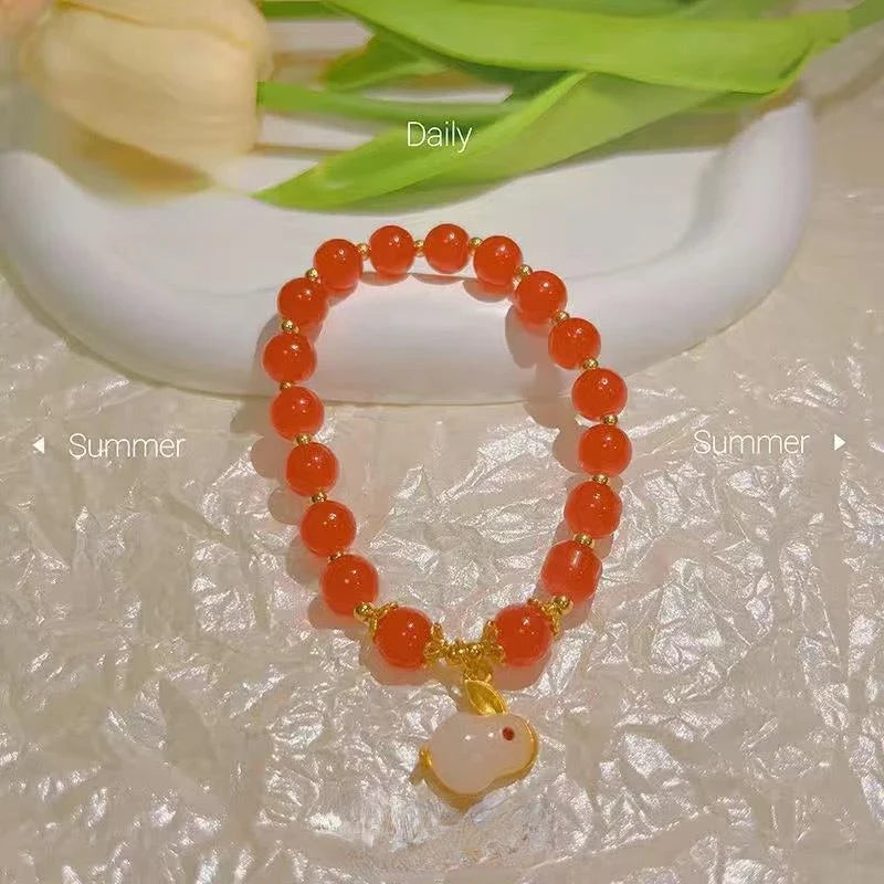 Vintage Imitation Hetian Jade Beaded Bracelet | Women's Gift