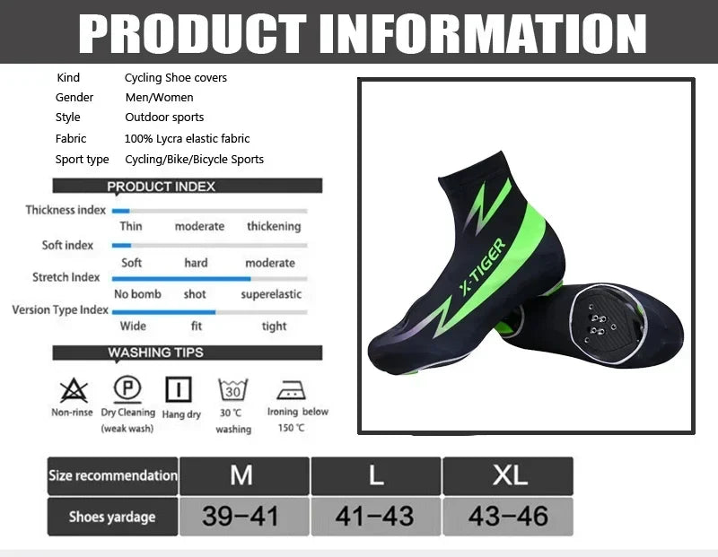 X-TIGER Winter Thermal Cycling Overshoes | Fleece Bike Shoe Cover