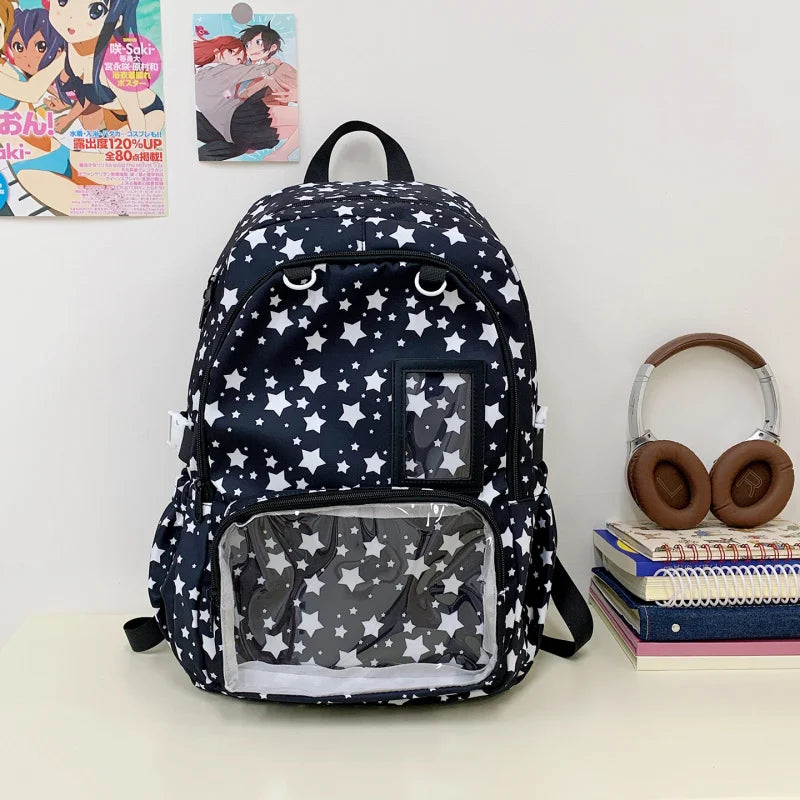 Star Geometric Backpack Girls – Large Capacity Lightweight Bag