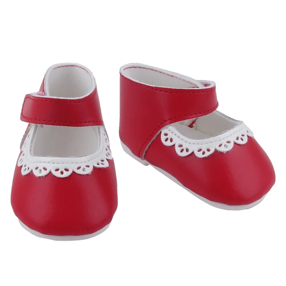 PU Leather Ruffle Mini Doll Shoes 8cm for 55cm / 22-Inch Dolls