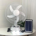 12" Solar Powered Rechargeable Fan with Panel & Light Bulb