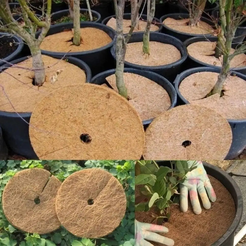 Natural Coconut Fiber Pot Mat – Weed Barrier Mulch Disc