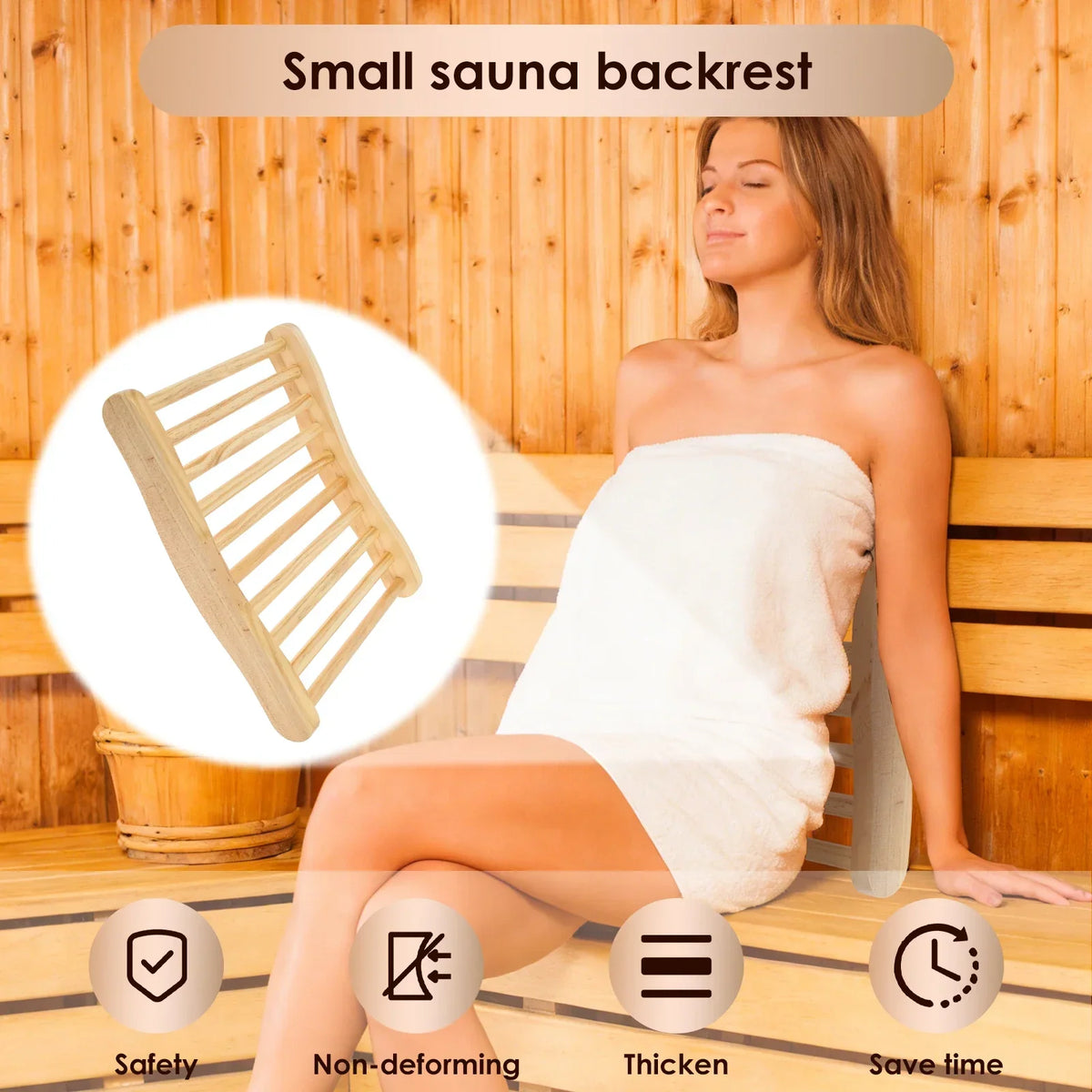 Wooden S-Shape Ergonomic Sauna Backrest – Anti-Slip Spa Chair