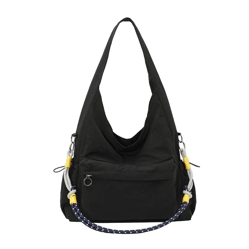 Women's Nylon Woven Rope Tote Crossbody Large Capacity Bag