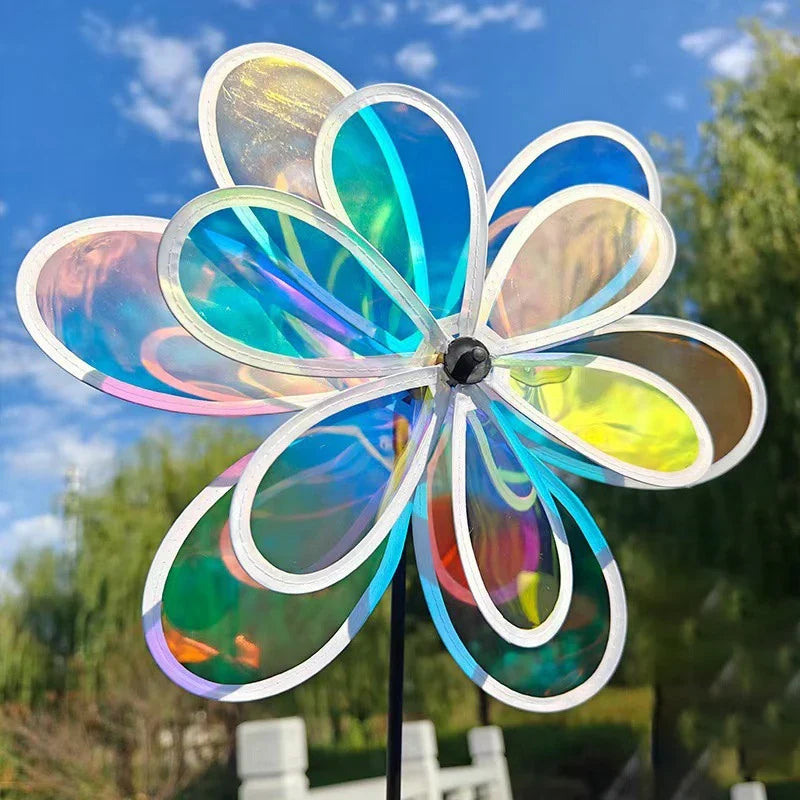 Reflective Sunflower Windmill – Bird-Deterrent Garden Decor, 6 Colors
