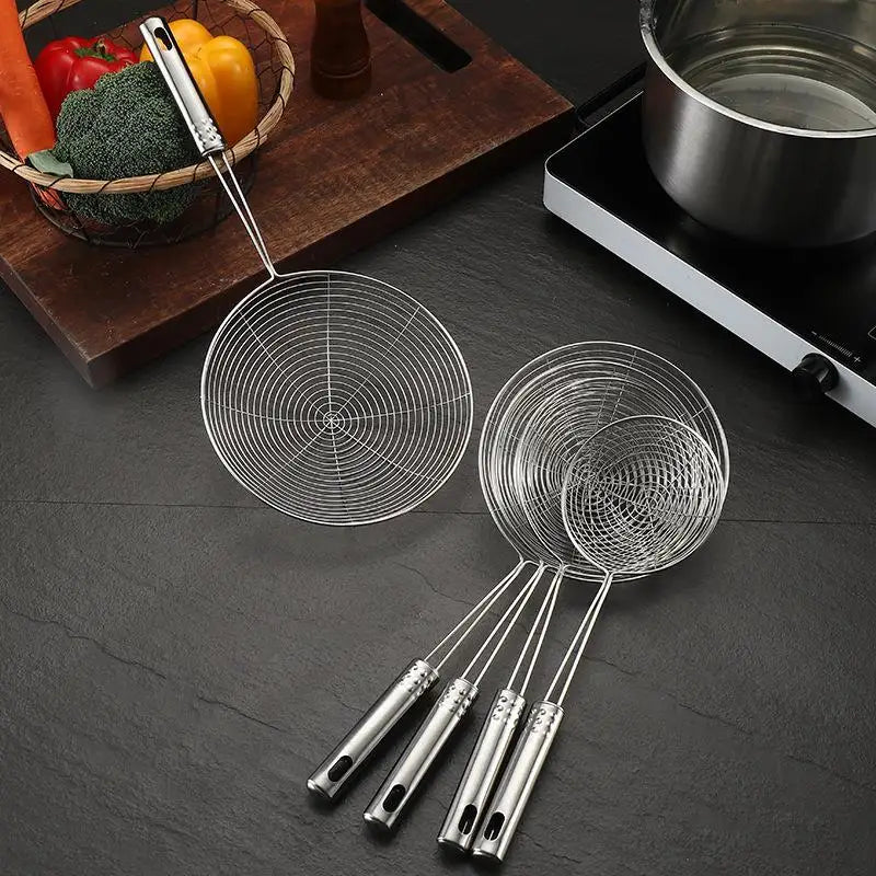 Stainless Steel Skimmer Spoon | Long Handle Mesh Strainer