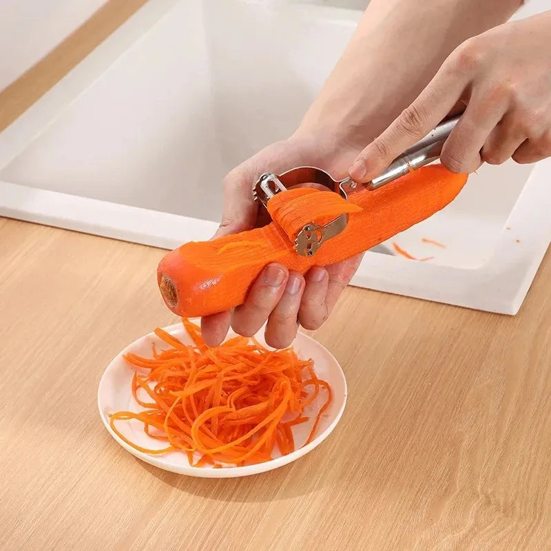 Stainless Steel Julienne Peeler & Grater – 2-in-1 Kitchen Tool