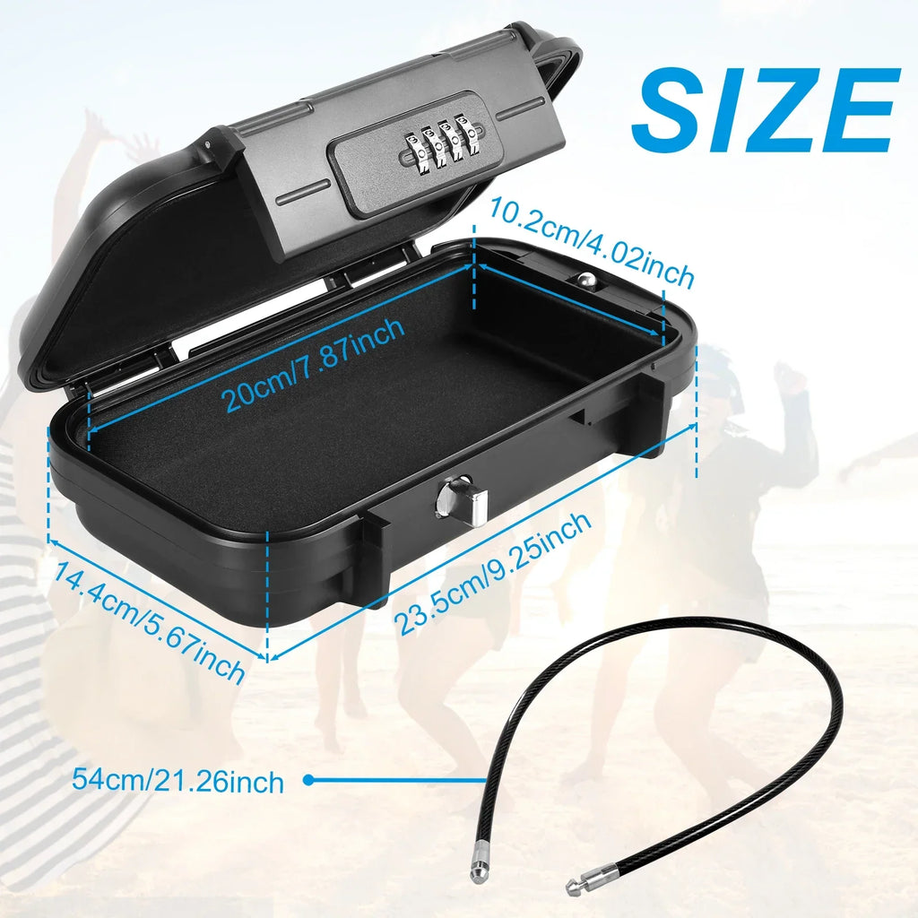 Portable 4-Digit Combination Lockbox – Waterproof Travel Safe